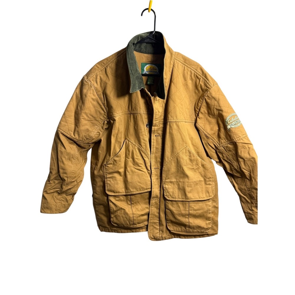 Cabelas Fieldwear Mens Brown Canvas Hunting Jacket Quilted Field Coat Large